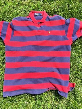 Polo by Ralph Lauren Red & Navy Wide-Stripe Polo